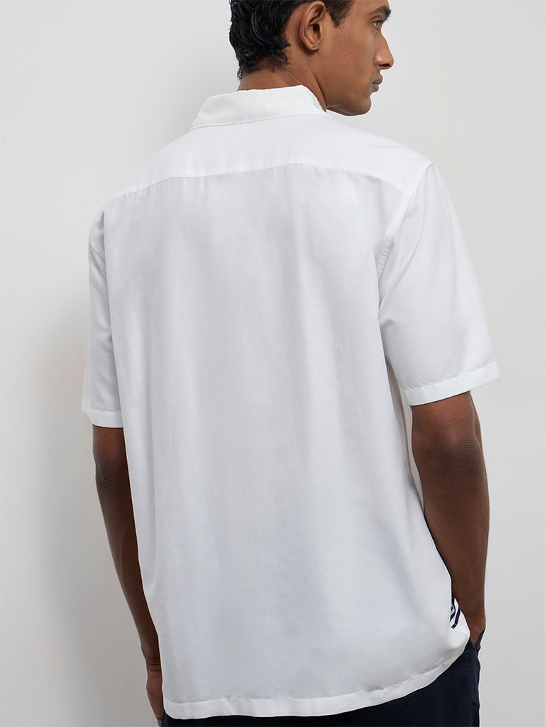 Ascot Black Geometric Relaxed-Fit Cotton-Blend Shirt