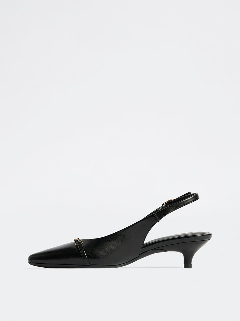 LUNA BLU Black Metal Detail Slingback Shoes