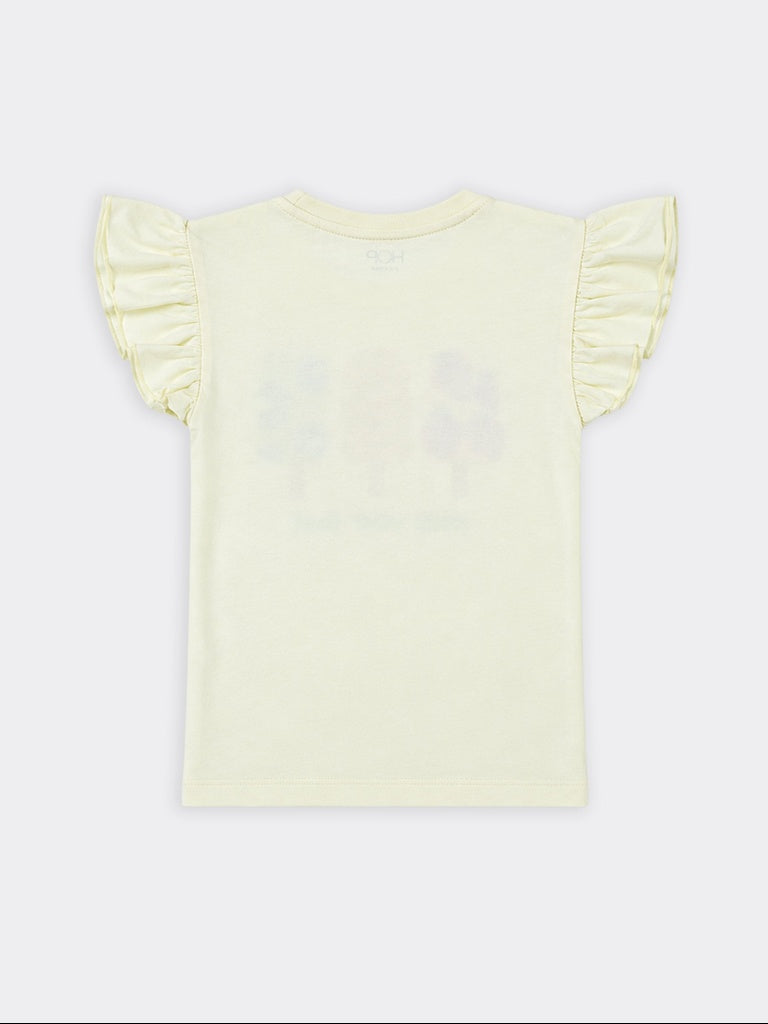 HOP Kids Girls Light Yellow Popsicle Printed Cotton Top