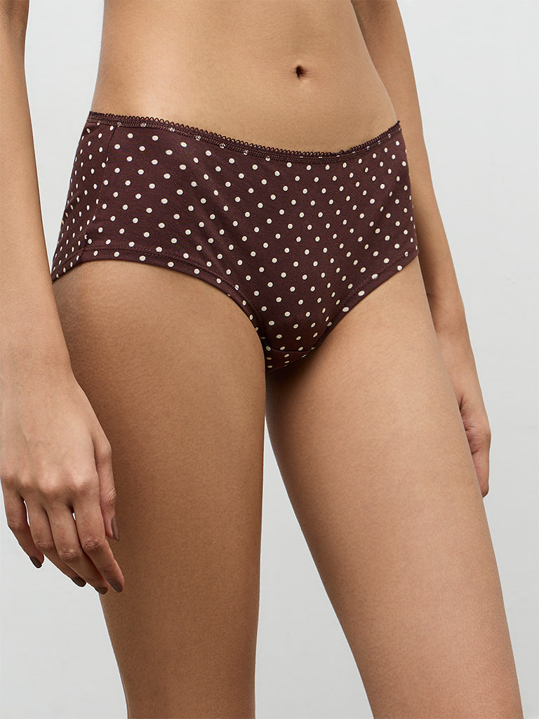 Superstar 2-Pack Polka-Dot Printed Low-Rise Cotton-Blend Briefs