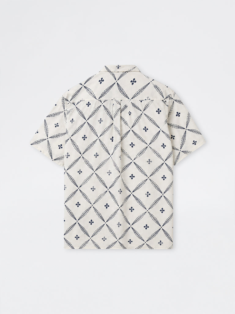 ETA Off-White Botanical Embroidered Relaxed-Fit Cotton-Blend Shirt