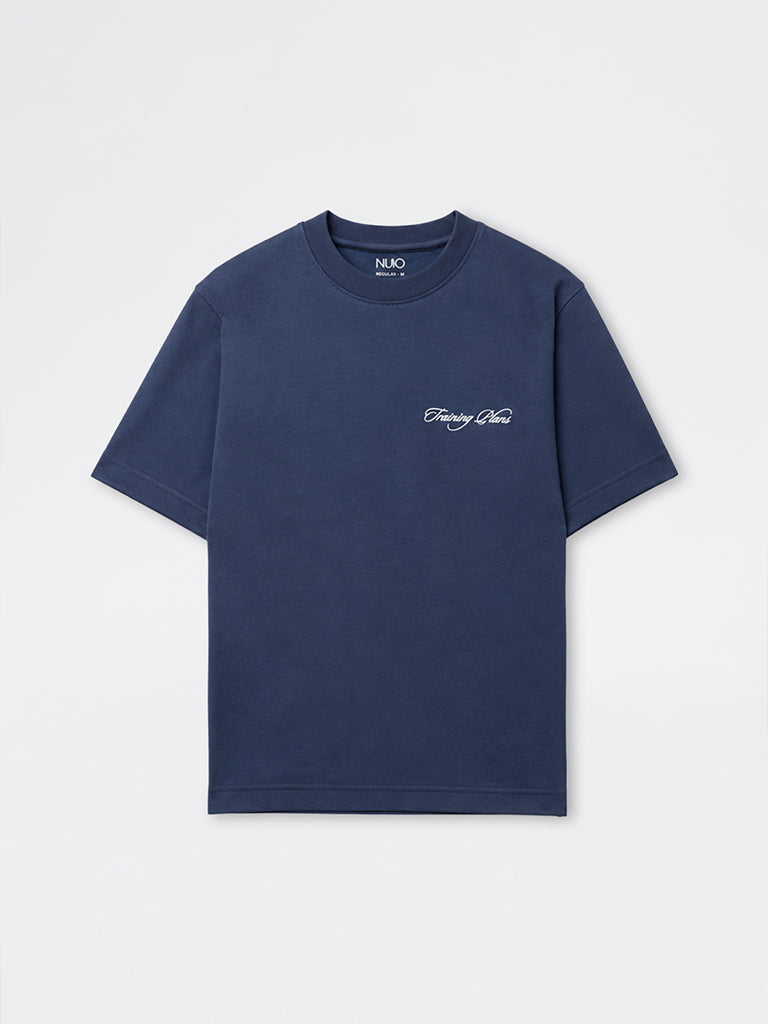 Nuoflexx Dark Blue Relaxed-Fit Cotton-Blend T-Shirt
