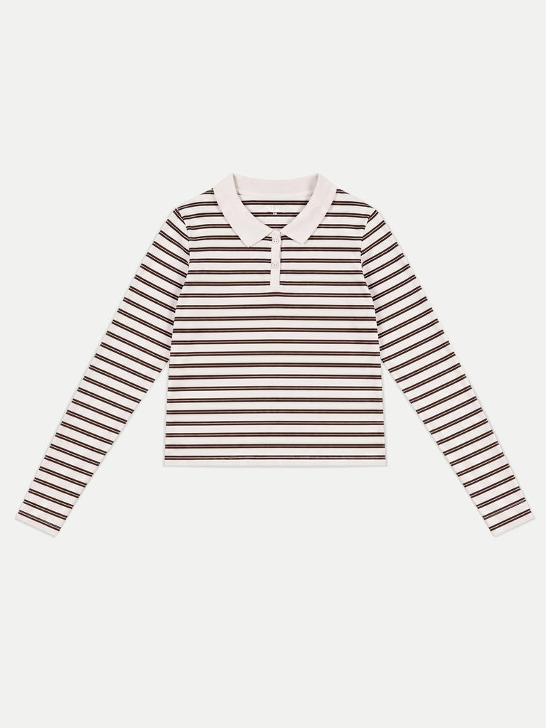 Nuoflexx Cream Striped Cotton-Blend T-Shirt