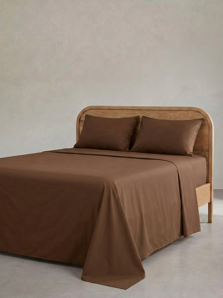 Westside Home Brown Solid Queen Bed Sheet Set