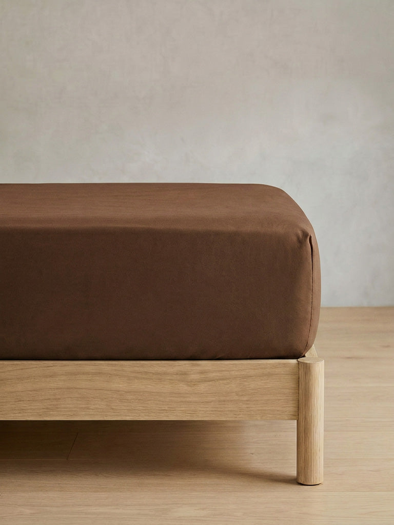 Westside Home Brown Solid Queen Bed Sheet Set
