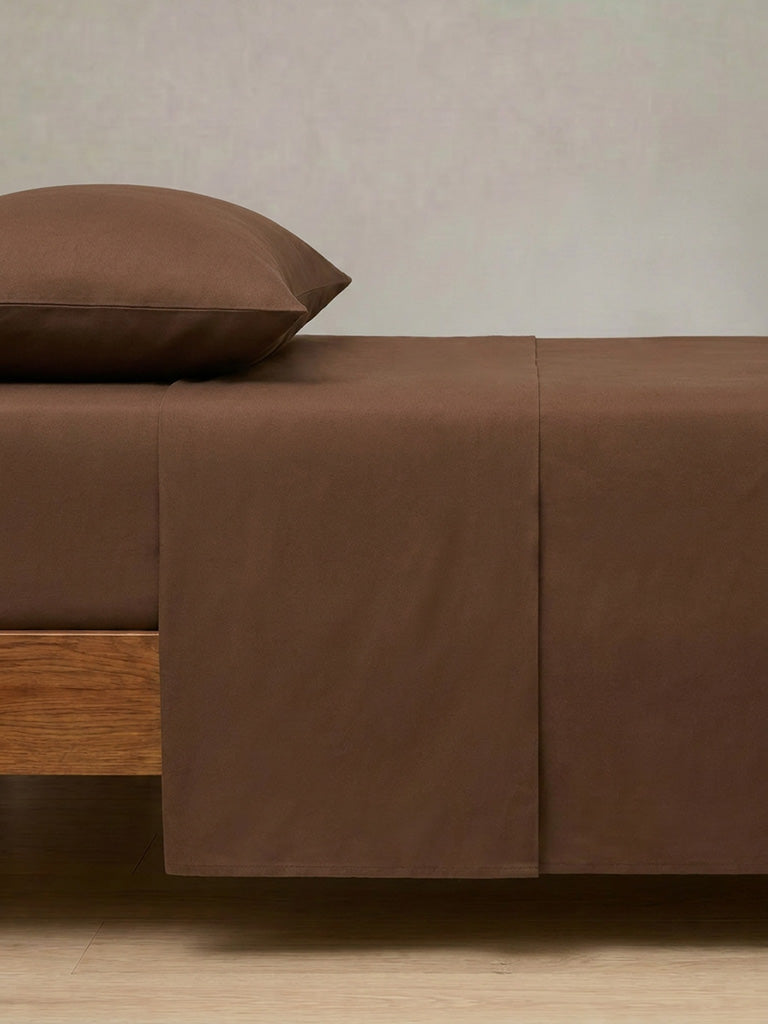 Westside Home Brown Solid Queen Bed Sheet Set