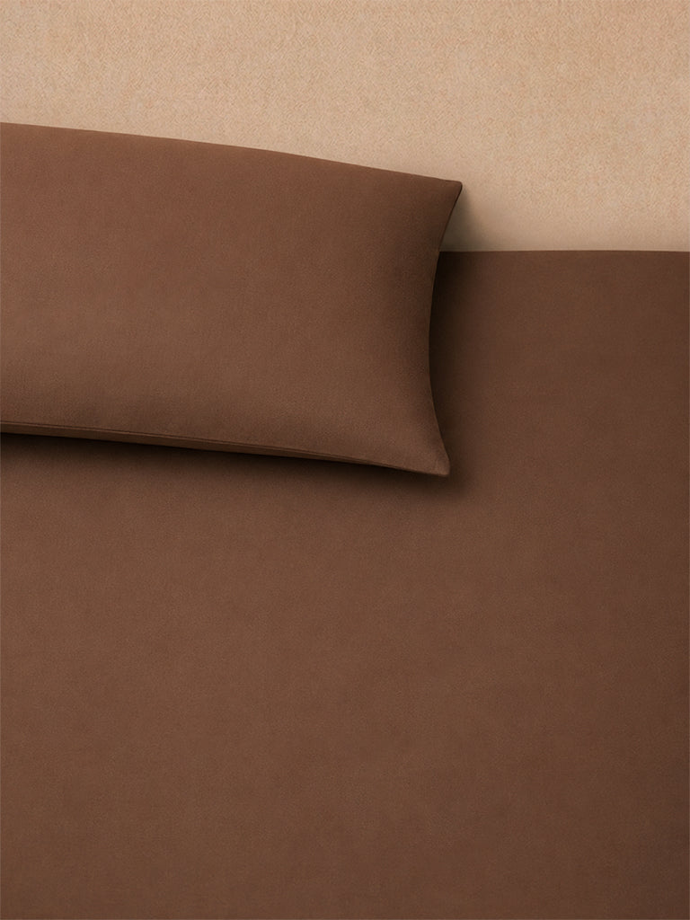 Westside Home Brown Solid Queen Bed Sheet Set