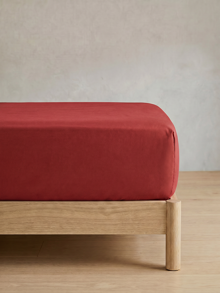 Westside Home Red Solid Queen Bed Sheet Set