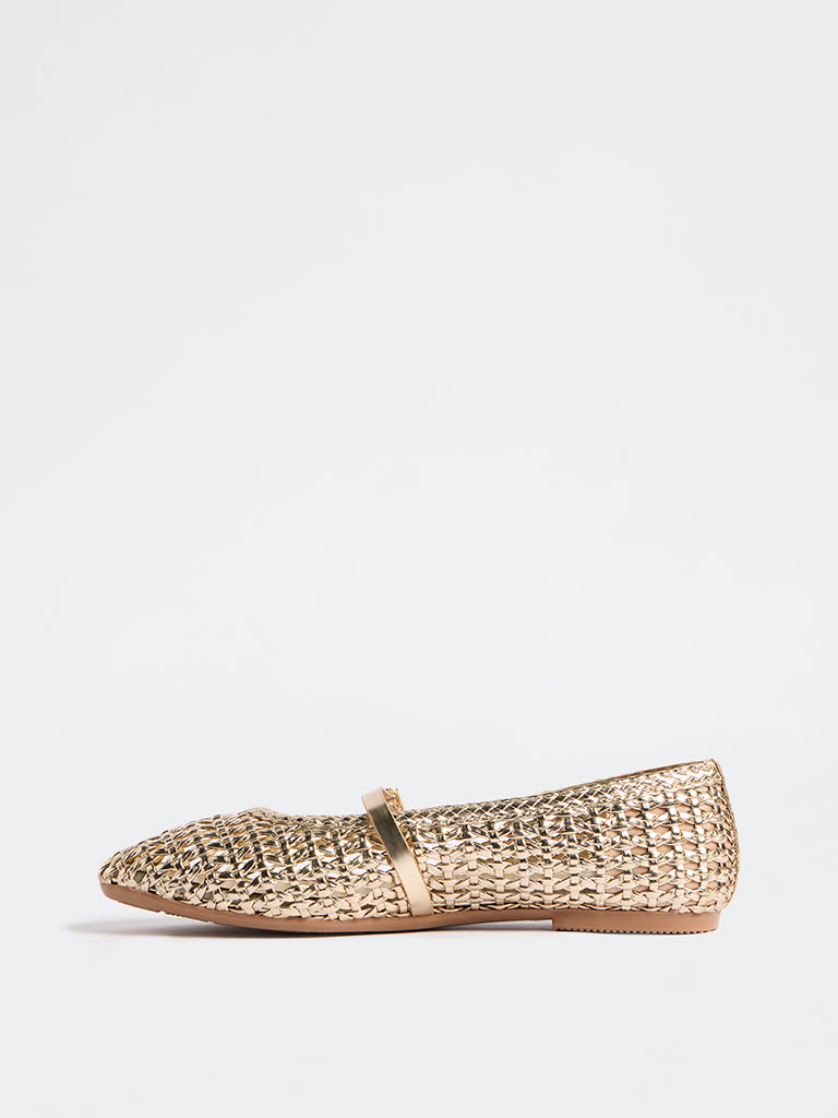 LUNA BLU Gold Mary Jane Shoes