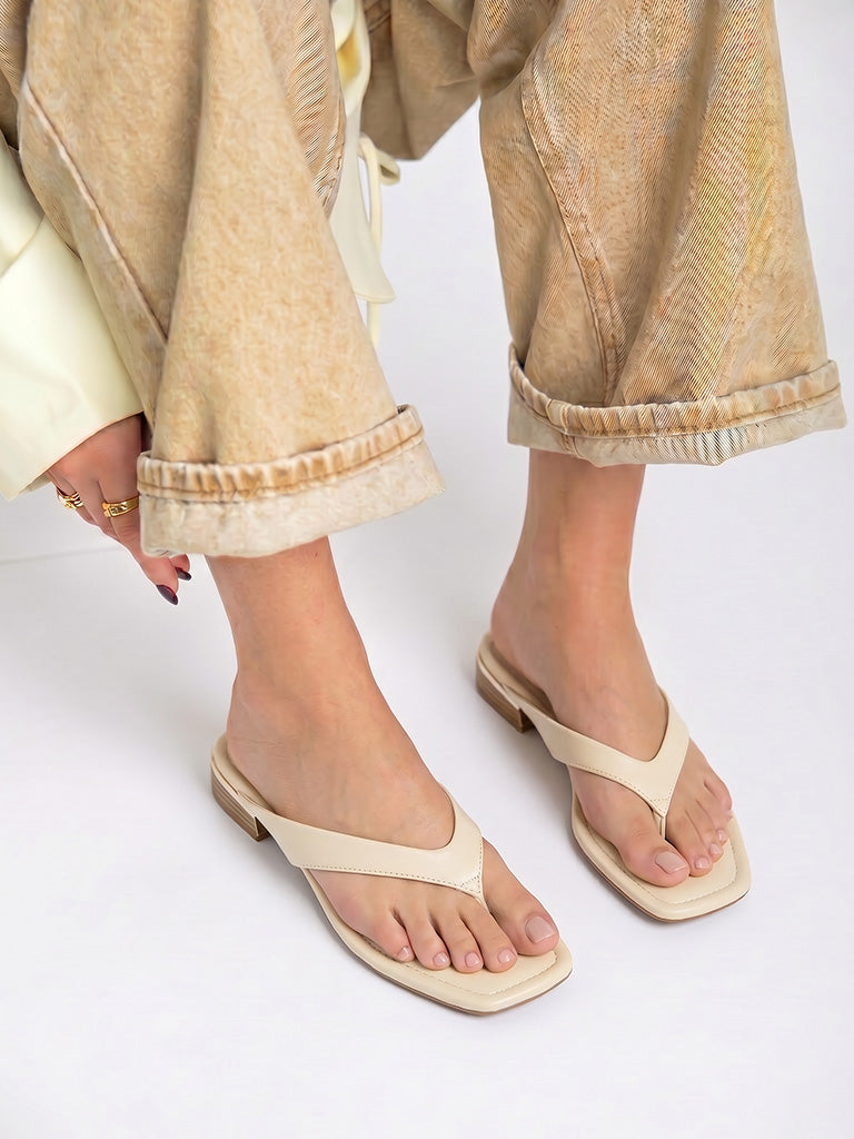LUNA BLU Ivory Thong-Strap Sandals