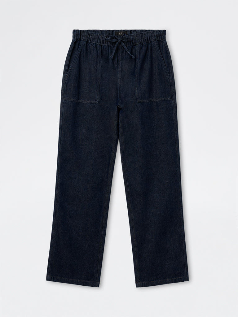 WES Casuals Navy Relaxed-Fit Mid-Rise Cotton Pants