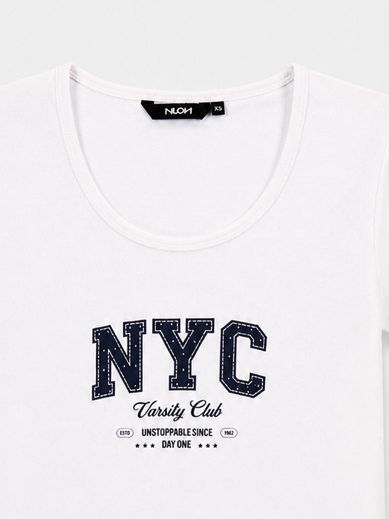 Nuon White Text Printed T-Shirt