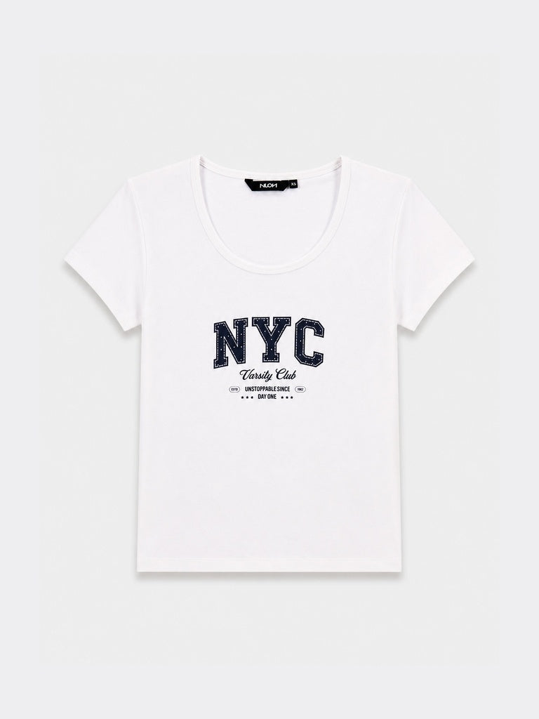 Nuon White Text Printed T-Shirt