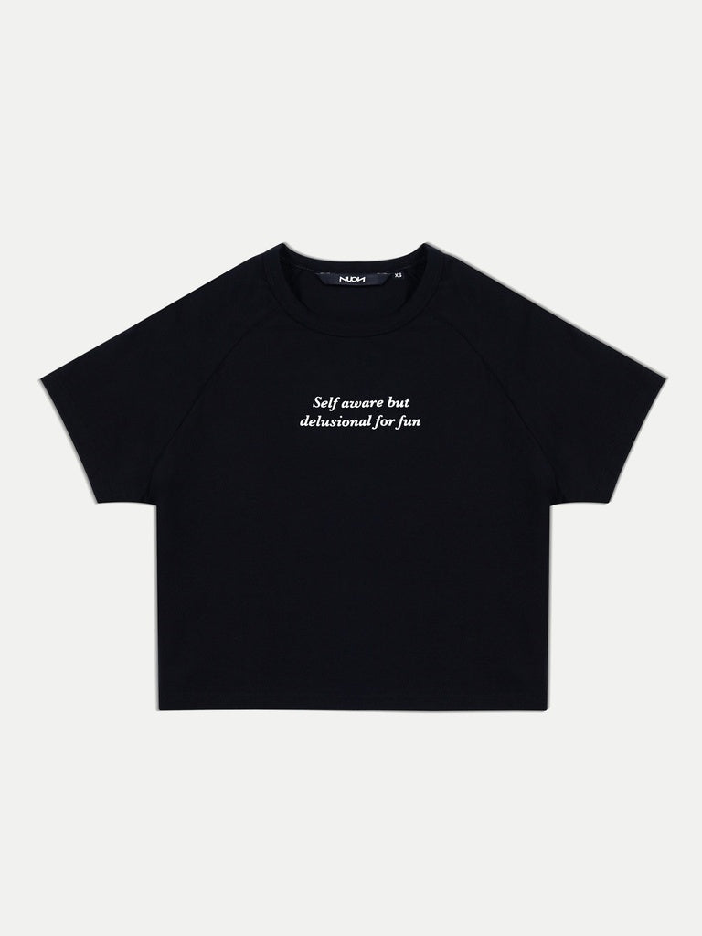 Nuon Black Text Printed Cotton T-Shirt