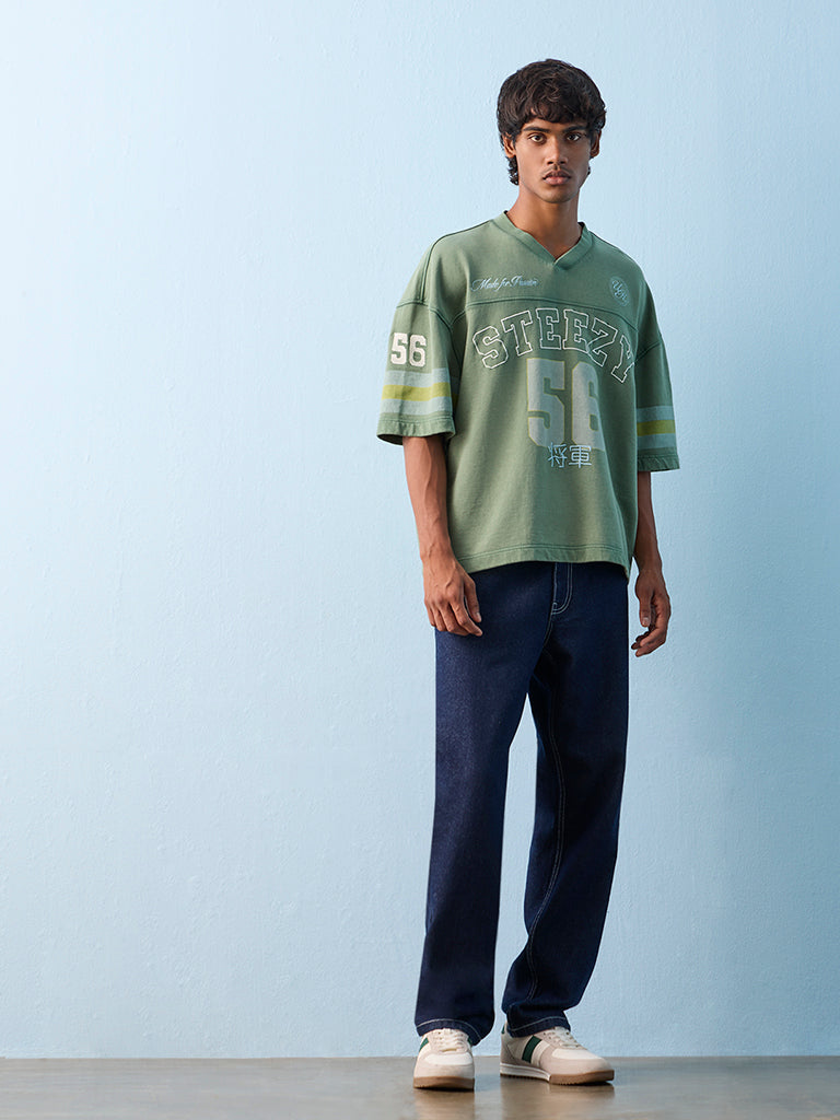 Nuon Green Printed Oversized T-Shirt
