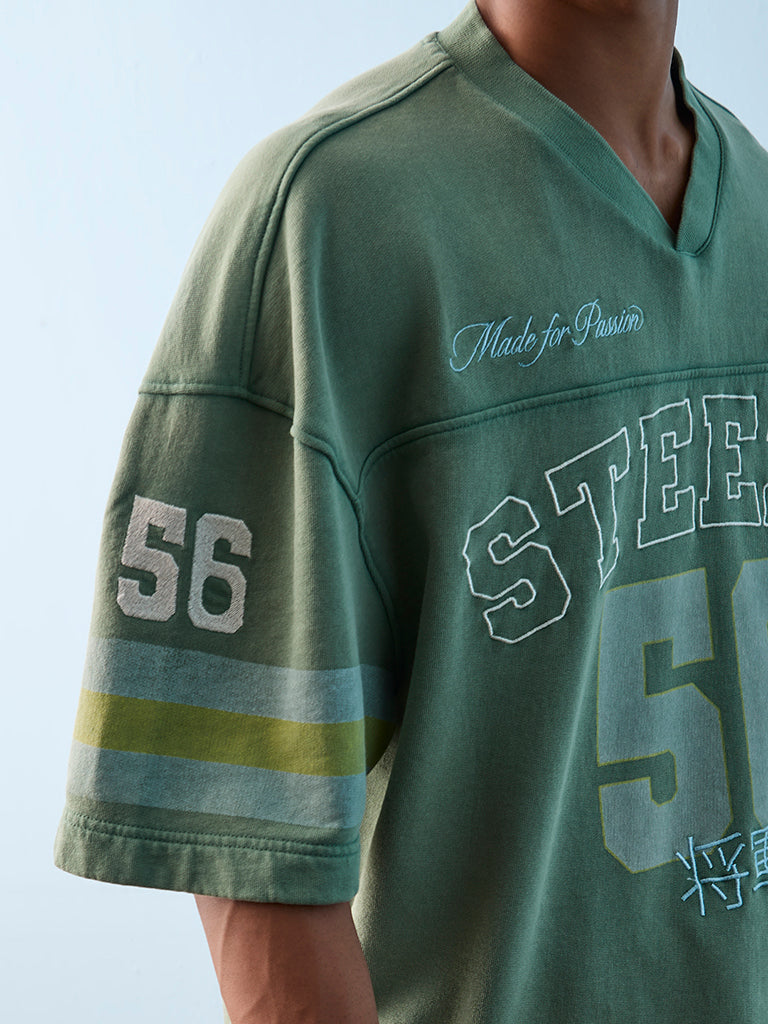 Nuon Green Printed Oversized T-Shirt