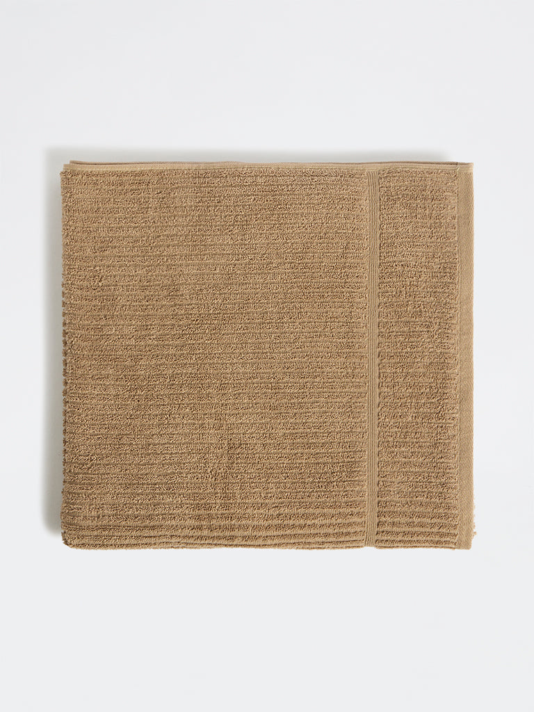 Westside Home Light Brown Knit-Textured Bath Towel