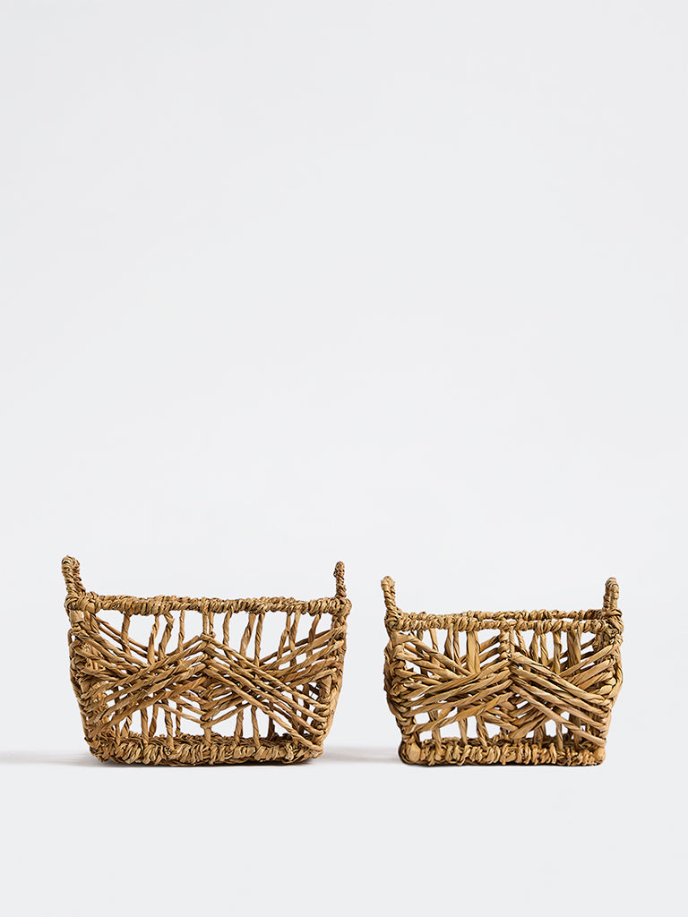 Westside Home Dark Beige Woven Baskets - Set of 2