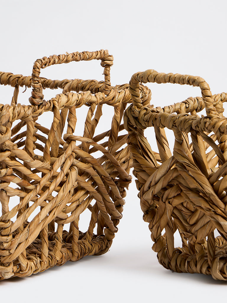 Westside Home Dark Beige Woven Baskets - Set of 2