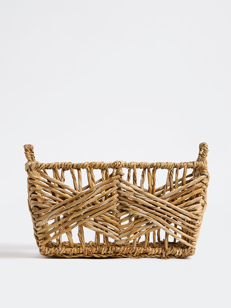 Westside Home Dark Beige Woven Rectangular Basket