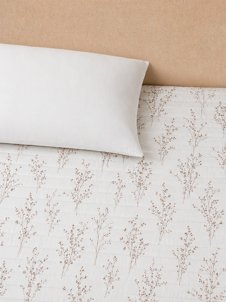 Westside Home Taupe Botanical Printed Queen Quilted Comforter