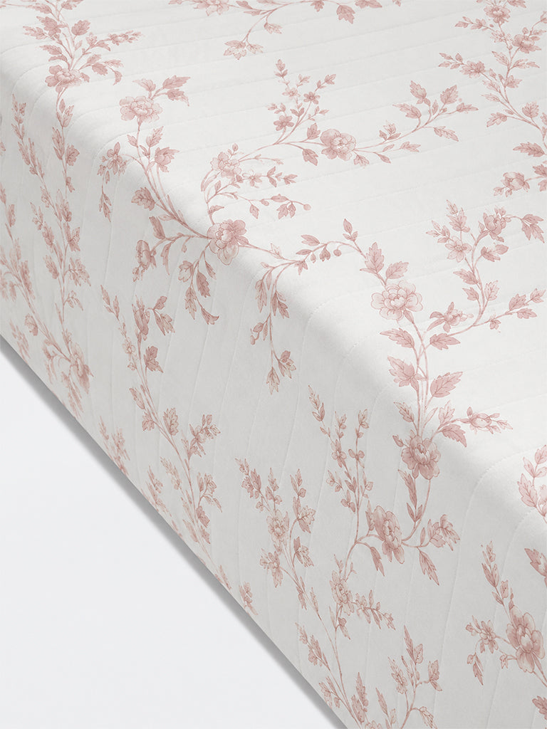 Westside Home Pink Floral Printed Queen Quilted Comforter