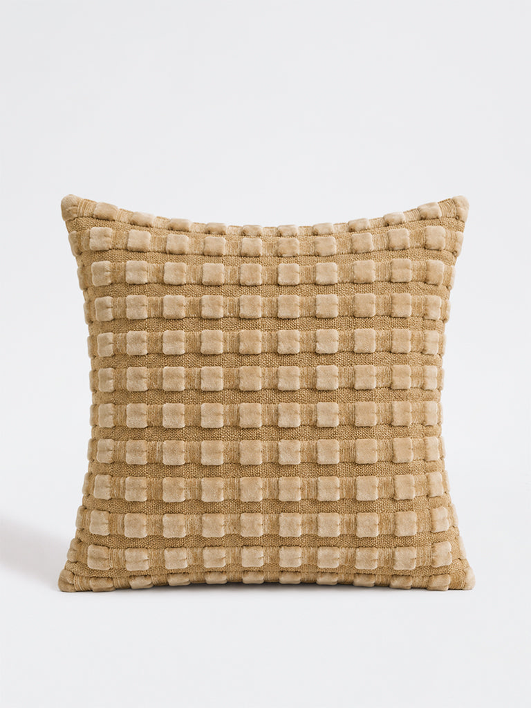 Westside Home Beige Checkered Texture Cushion Cover