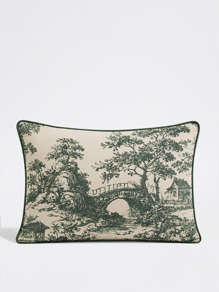 Westside Home Green Toile Printed Cushion Cover
