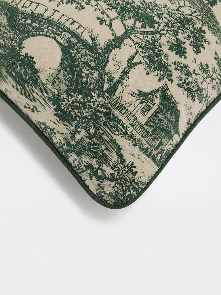 Westside Home Green Toile Printed Cushion Cover