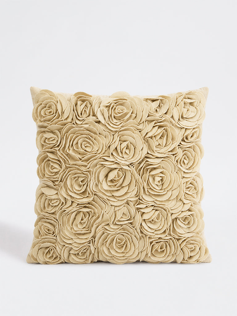 Westside Home Taupe Rosette Applique Cushion Cover