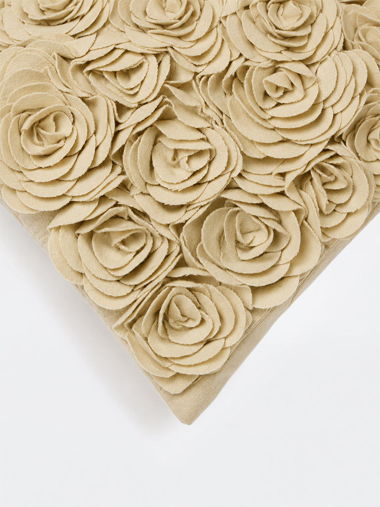 Westside Home Taupe Rosette Applique Cushion Cover
