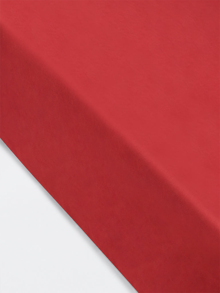 Westside Home Red Solid Fitted King Bed Sheet Set