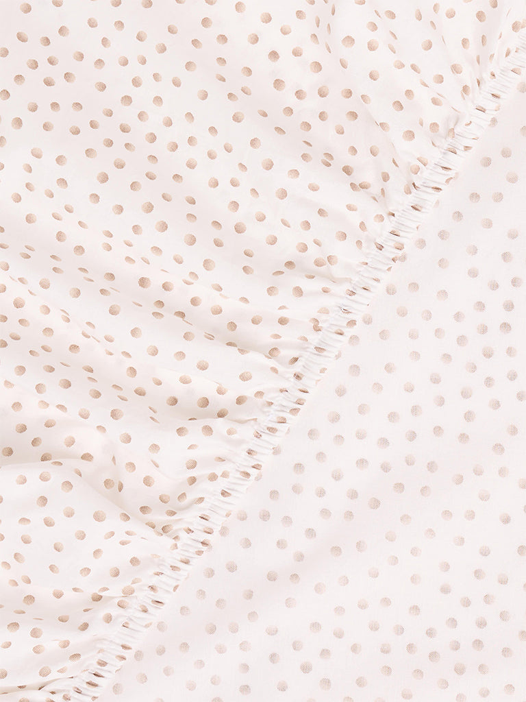 Westside Home Brown Polka Dot Printed King Fitted Bed Sheet Set