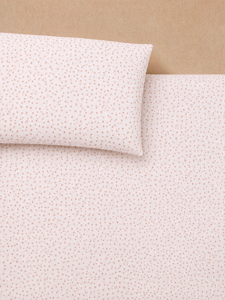 Westside Home Pink Polka Dot Printed Fitted Queen Bed Sheet Set
