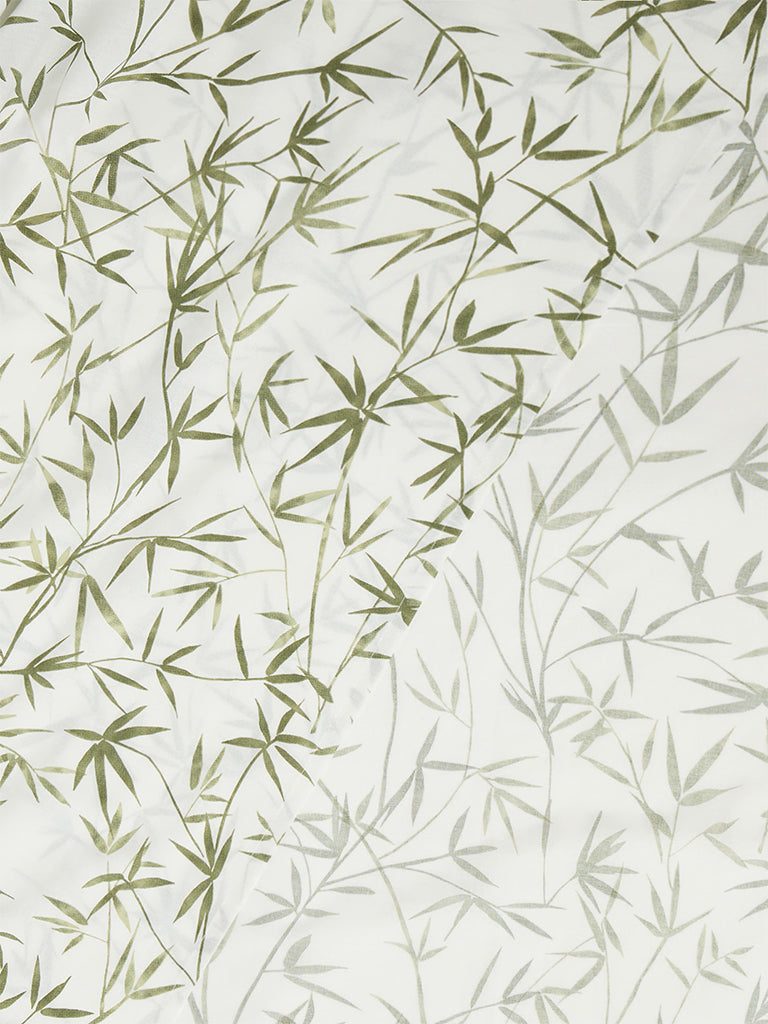 Westside Home Green Bamboo Leaves Printed King Bed Sheet Set