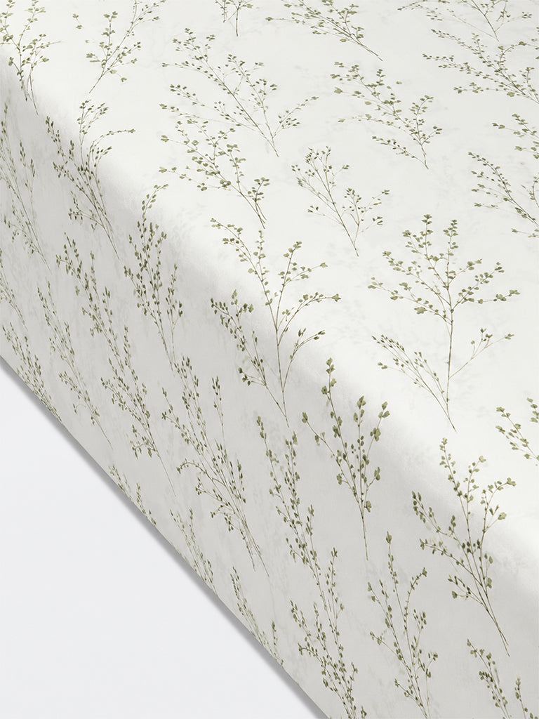 Westside Home Green Botanical Printed Queen Bed Sheet Set