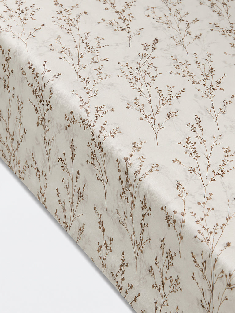 Westside Home Brown Botanical Printed Queen Bed Sheet Set