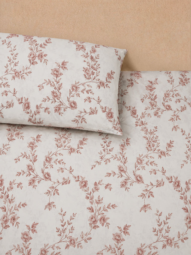 Westside Home Pink Floral Printed Queen Bed Sheet Set