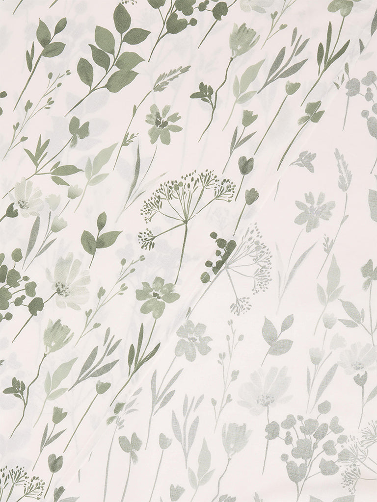 Westside Home Green Botanical Printed King Bed Sheet Set