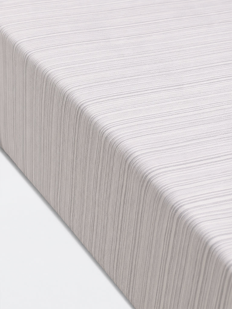 Westside Home Grey Stripe Embroidered King Bed Sheet Set