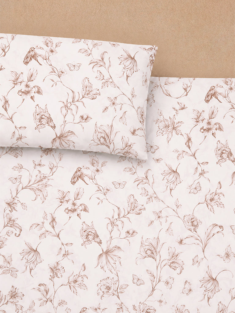Westside Home Brown Nature-Inspired Queen Bed Sheet Set