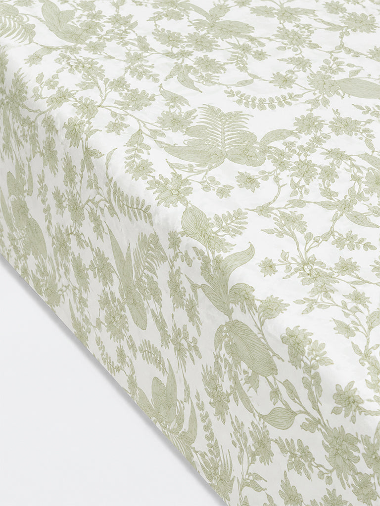 Westside Home Green Foliage Printed King Bed Sheet Set