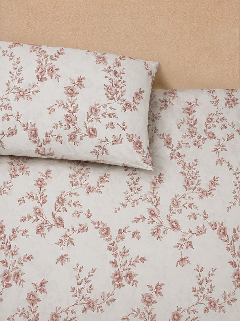 Westside Home Pink Floral Printed King Bed Sheet Set