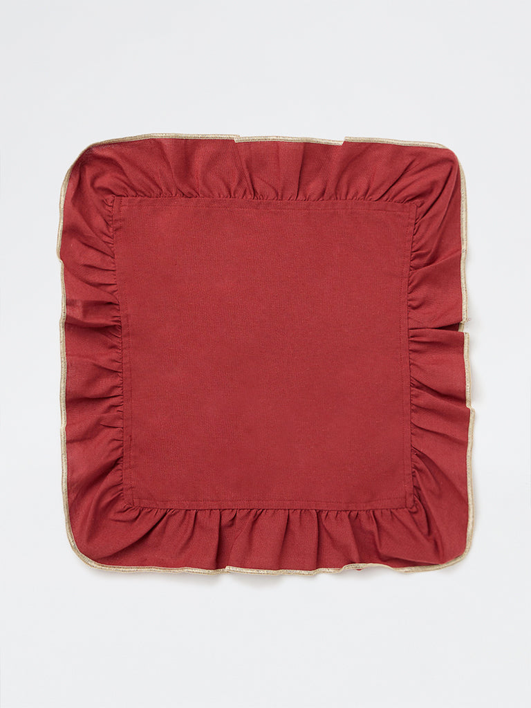 Westside Home Red Frill-Detail Napkins - Set of 4