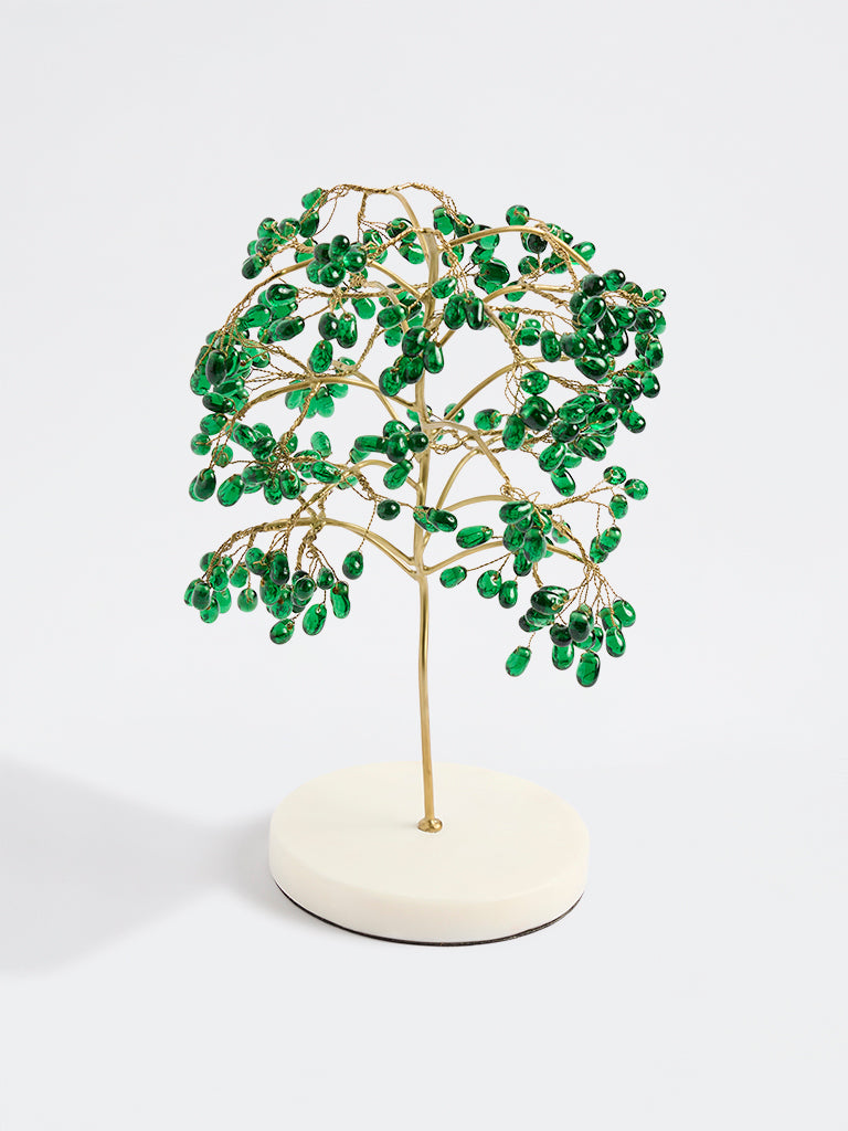 Westside Home Green Beaded Tree on Marble Stand