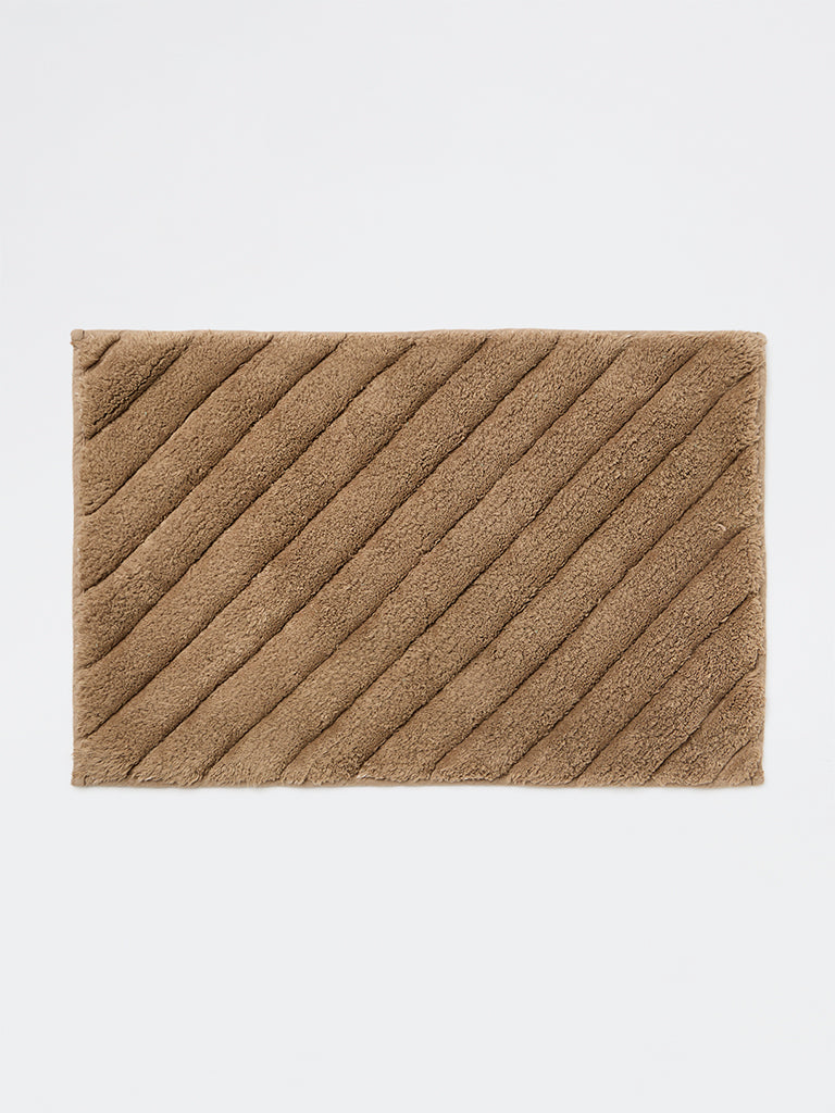 Westside Home Brown Diagonal Striped Bath Mat