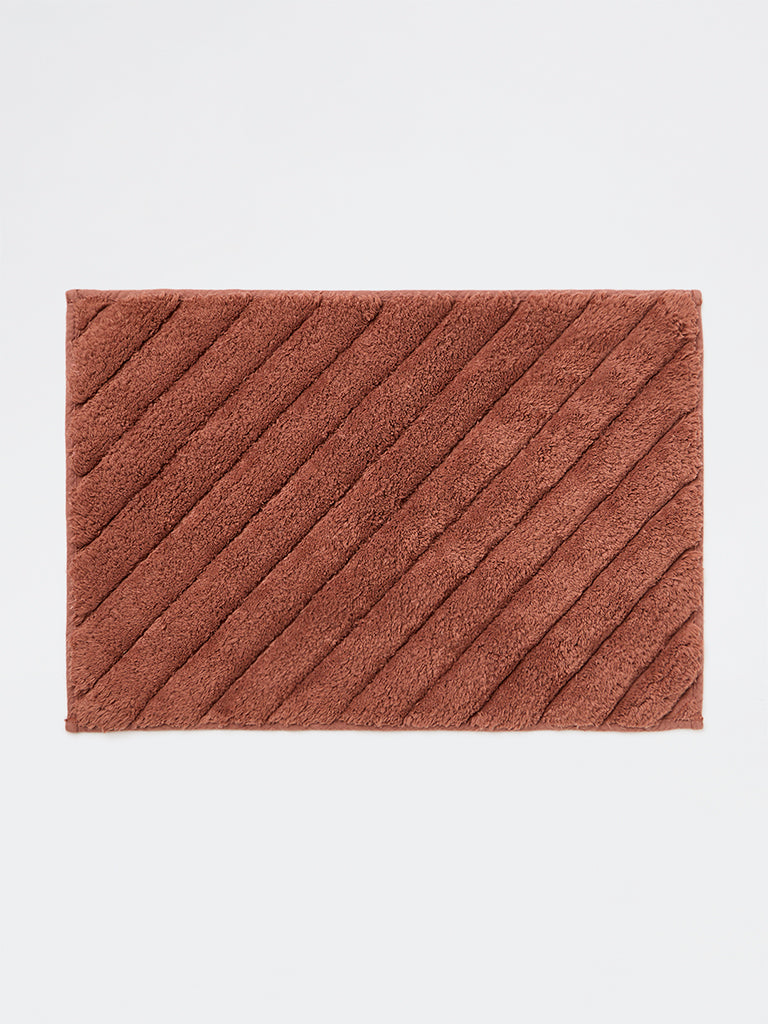 Westside Home Rust Diagonal Striped Bath Mat