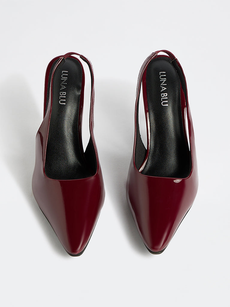 LUNA BLU Burgundy Slingback Stiletto Heel Shoes