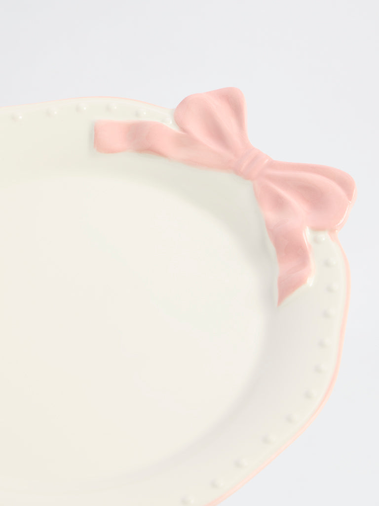 Westside Home White Bow Detailed Side Plate