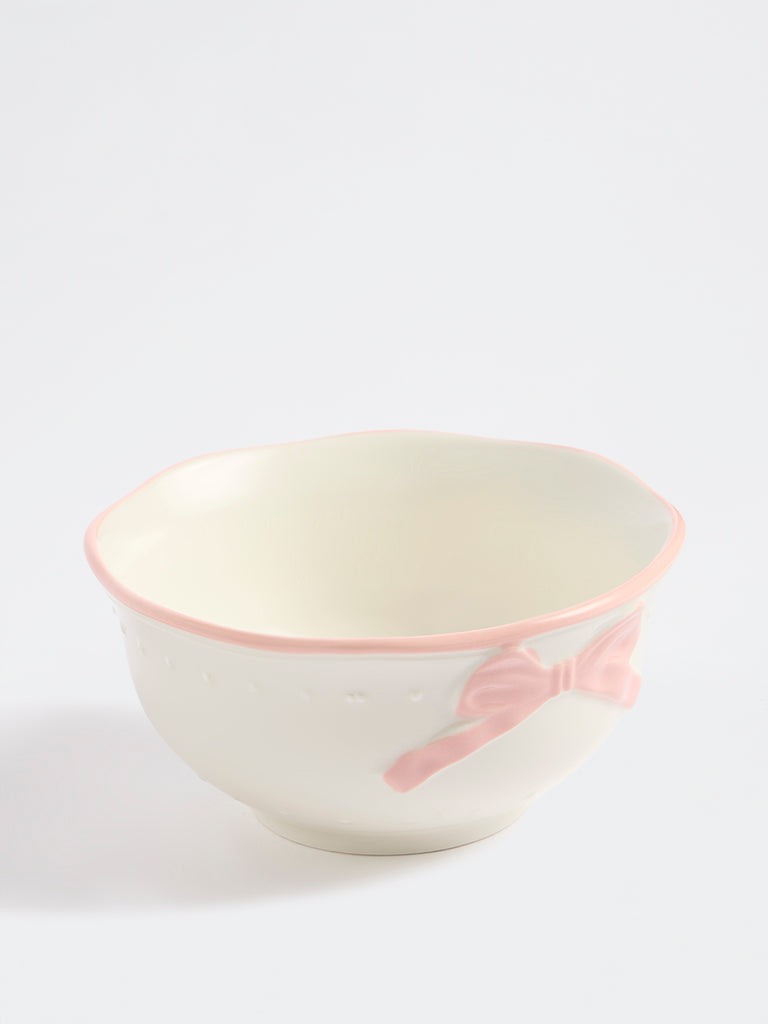 Westside Home White Bow Detailed Bowl